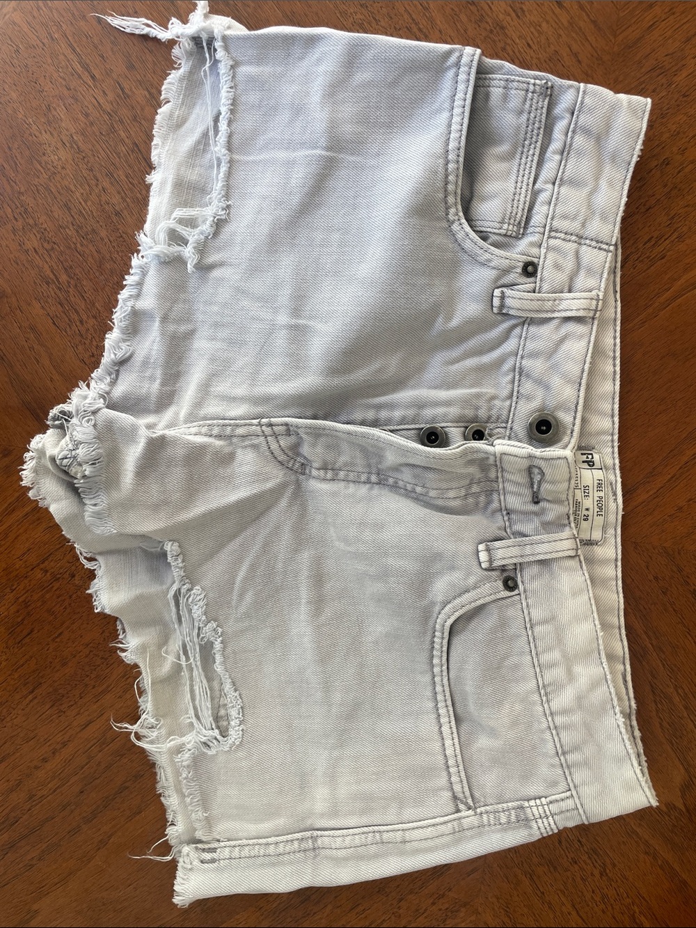 Ripped Free People Light Gray Women’s Denim Shorts
